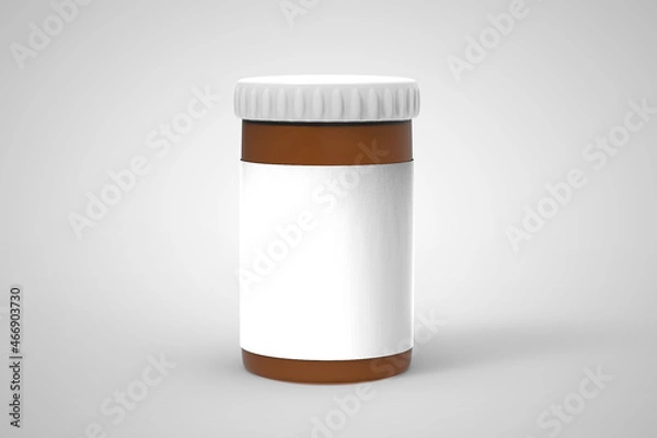 Fototapeta Empty blank glass jar for honey, chocolate batter , peanut batter or jam Mockup isolated on grey background. 3d rendering.