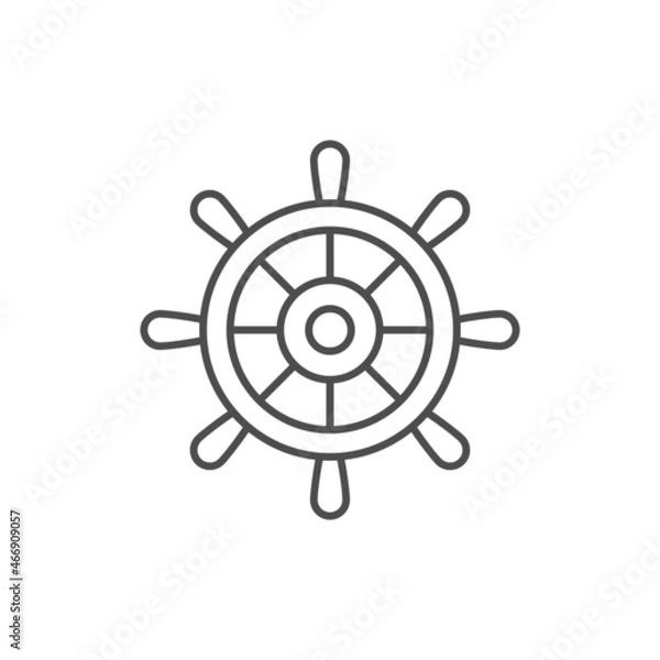 Obraz Ship steering wheel line outline icon