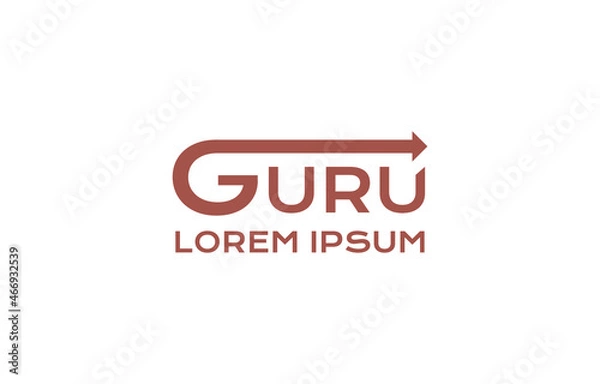 Fototapeta Logo with world "Guru". A logo with an arrow that shows the direction