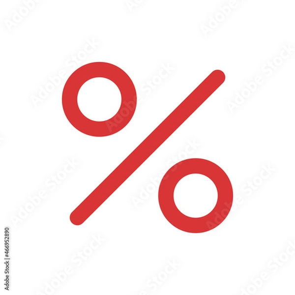 Obraz Percent vector icon. Red symbol