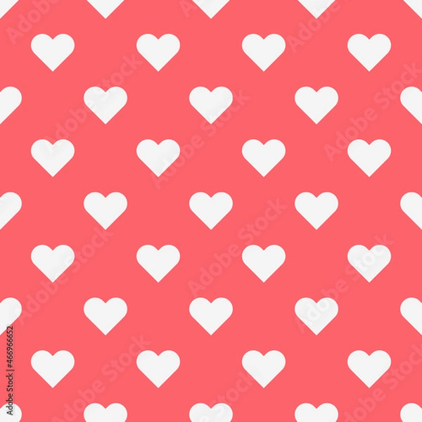 Fototapeta Simple hearts seamless vector pattern. Valentines day background. Flat design endless texture made of hearts.