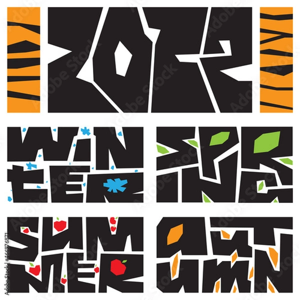 Fototapeta Season icon design Summer, Spring, Autumn, Winter. Vector illustration.