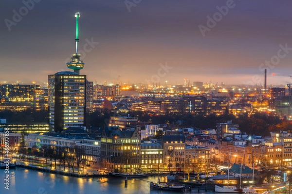 Fototapeta Rotterdamn, Netherlands cityscape on the Nieuwe Maas River