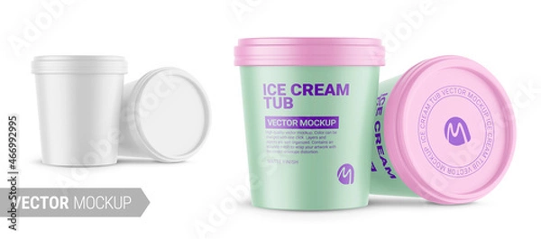 Obraz Two white matte plastic container mockup. Vector illustration.