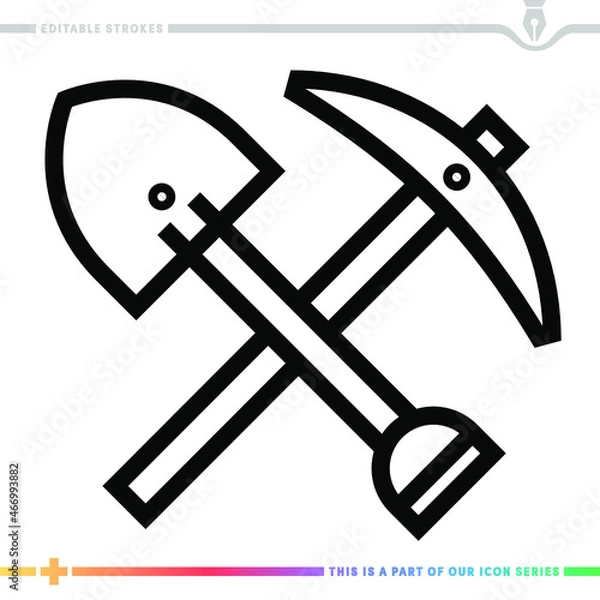 Fototapeta Editable line icon of metals and mining as a customizable black stroke vector graphic.