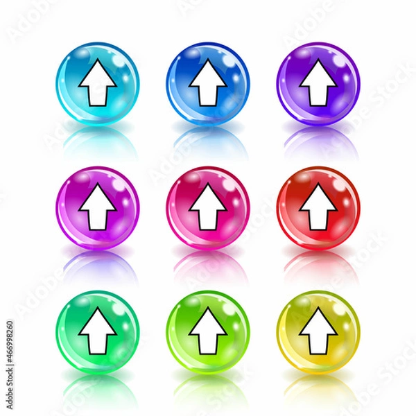 Fototapeta Set of colorful icons with arrows on white background.