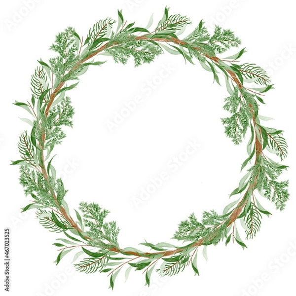 Fototapeta Guirlanda de Natal rústica com folha verde