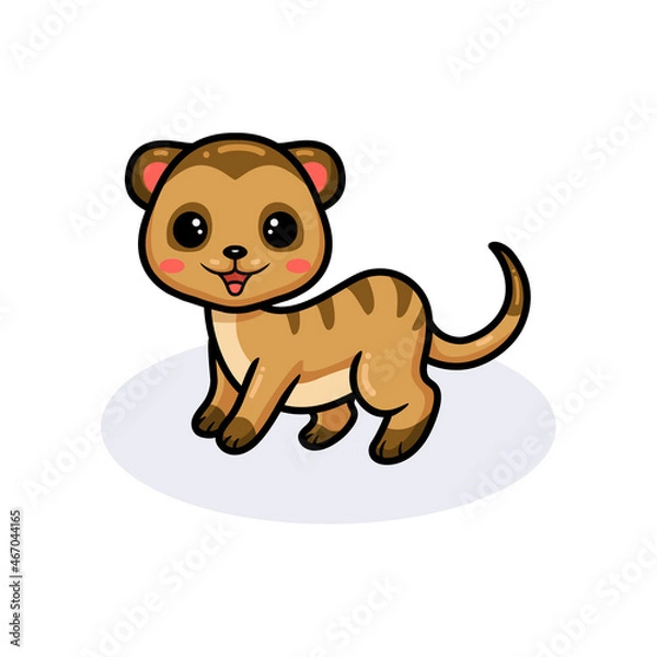 Fototapeta Cute little meerkat cartoon posing