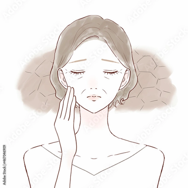 Obraz 乾燥肌に悩む中年女性