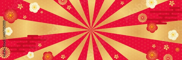 Obraz 和柄集中線　背景イラスト