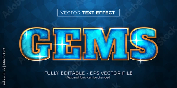 Obraz Editable text effect blue gems style