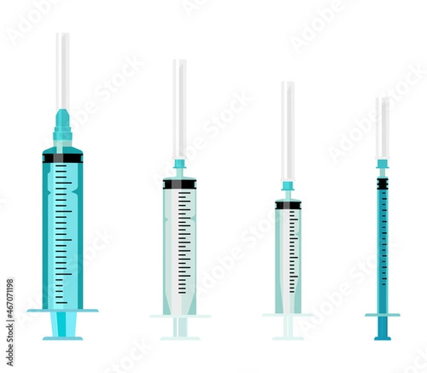 Obraz Syringes set vector illustration. Types of syringes.