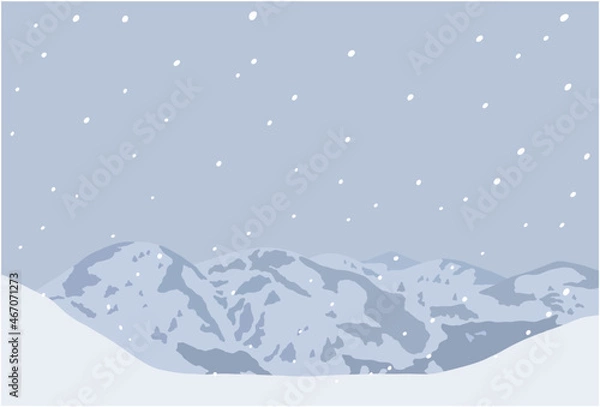 Fototapeta 冬の雪山のある風景