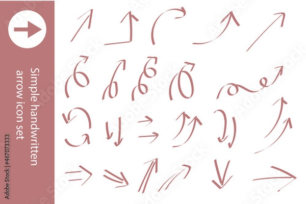 Obraz Pink simple handwaritten arrow icon set 