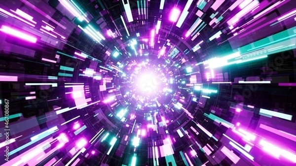Fototapeta Cyber Punk Technology Pattern Light Tunnel