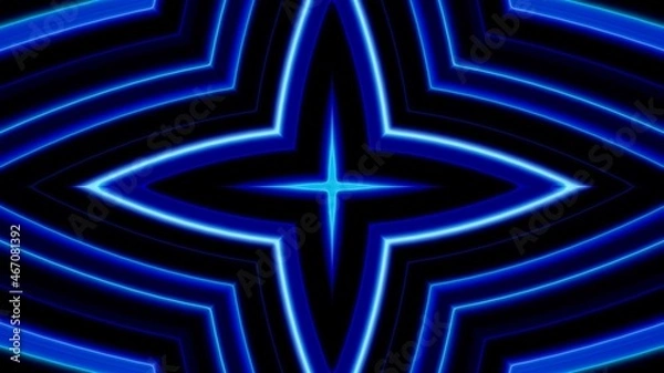 Obraz Glowing Four Point Star Shape Blue Light Background