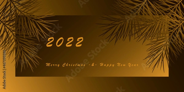 Obraz Merry Christmas and Happy New Year. Vector illustration. Festive background with Christmas tree branches.