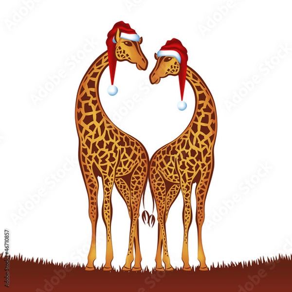 Obraz Christmas giraffes, vector