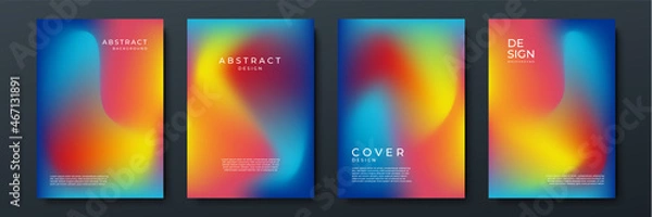 Fototapeta Blurred vivid vibrant gradient color backgrounds set with modern abstract blurred color gradient patterns. Templates collection for brochures, posters, banners, flyers and cards. Vector illustration.