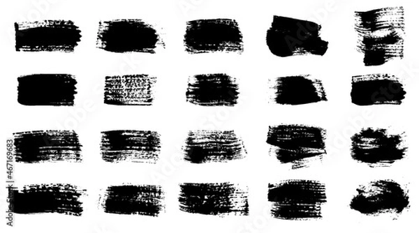 Fototapeta Brush strokes black paint, set of  grunge design elements.  Vector illustration