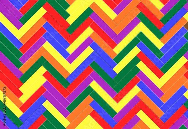 Fototapeta Simple colorful LGBTQ+ floor herringbone parquet seamless pattern in vector illustration
