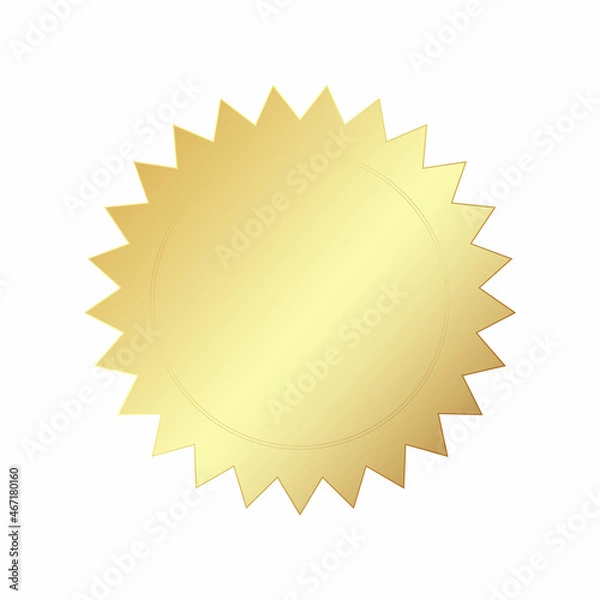 Fototapeta Gold badge in the form of a multi-pointed gold star with a circle in the center. Vector illustration.