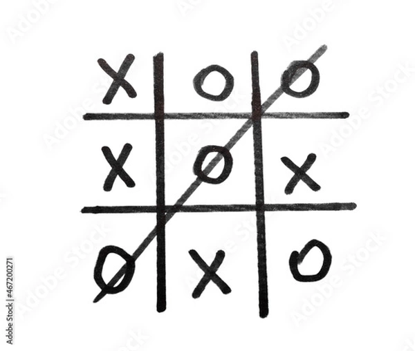 Fototapeta Hand drawn tic-tac-toe game on white background