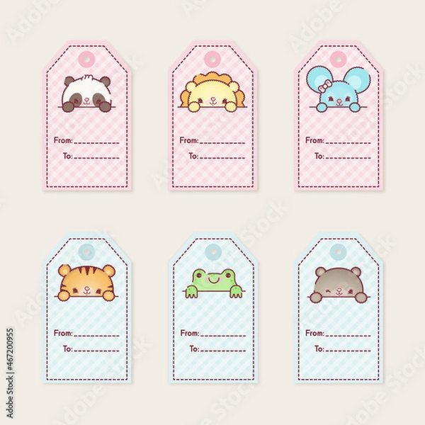 Fototapeta Cute animals labels set