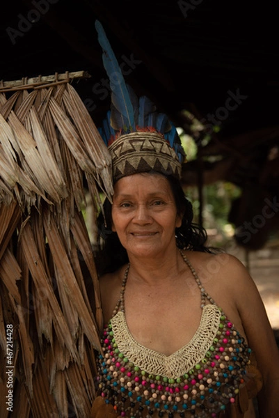 Obraz Bora woman in the community of San Andres in the Peruvian Amazon