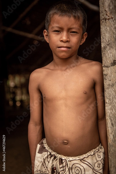 Obraz Bora children in the community of San Andres in the Peruvian Amazon