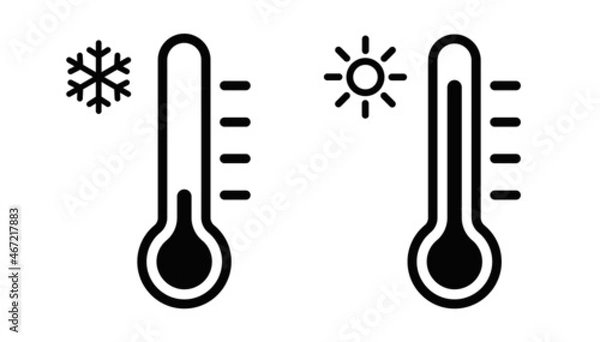 Fototapeta Thermometer icons set. Cold and Hot temperature icons vector. Temperature symbol. vector illustration