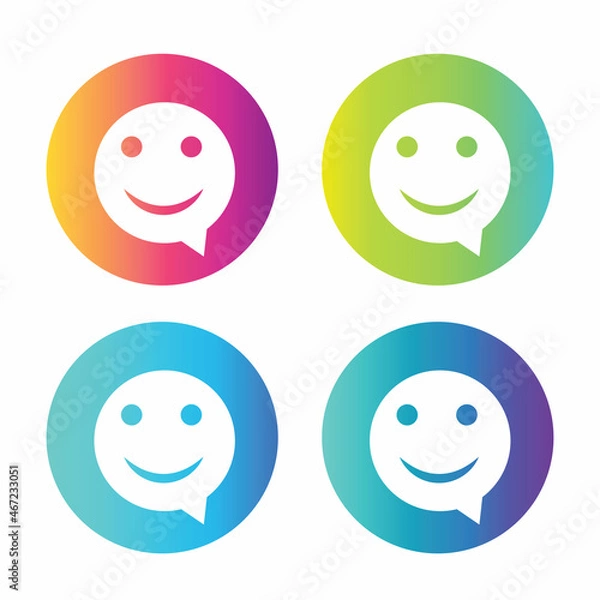 Fototapeta Happy smiley chat symbol in speech bubble. Gradient buttons with flat icon. Speech bubble sign.