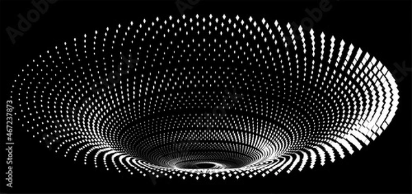 Fototapeta Tunnel or wormhole. Digital wireframe tunnel. 3D Design Element