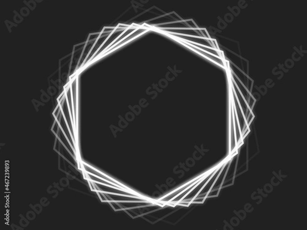 Obraz 【六角形】シンプルネオン残像イメージ【ホワイト】