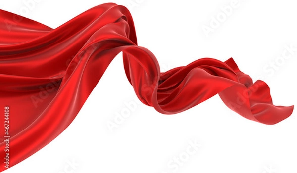 Obraz Beautiful flowing fabric of red wavy silk or satin. 3d rendering image.