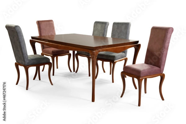 Fototapeta modern dining table and chairs isolated on white background 