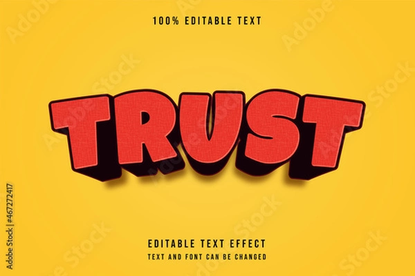 Obraz Trust,3 dimensions editable text effect red modern shadow comic style