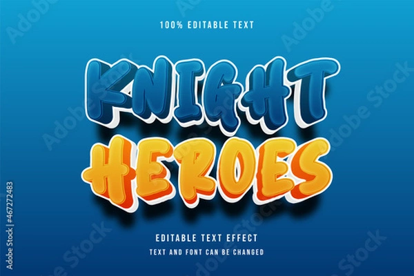 Obraz Knight heroes,3 dimensions editable text effect blue orange modern shadow style