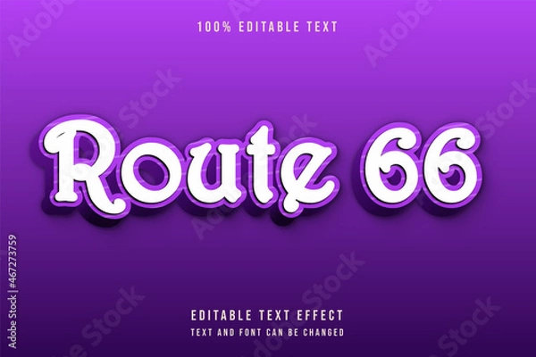 Obraz Route 66,3 dimensions editable text effect modern shadow style