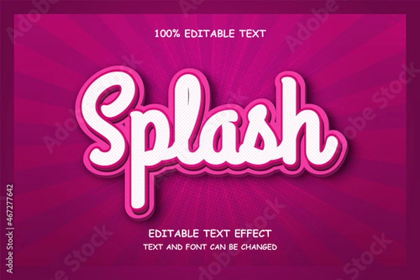 Obraz Splash,3 dimensions Editable text effect pink modern shadow style