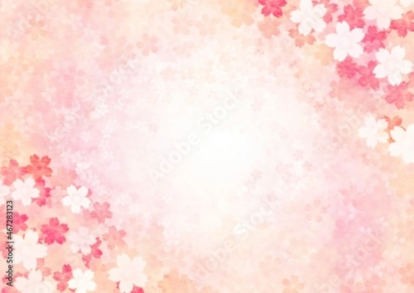 Fototapeta 淡い色合いの桜の花の背景イラスト