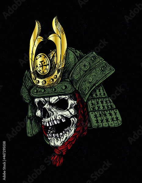 Obraz samurai skull tattoo