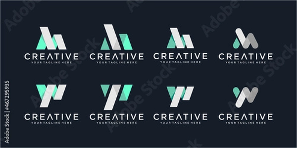 Obraz Set Of Colorful Letter M and W logo design template