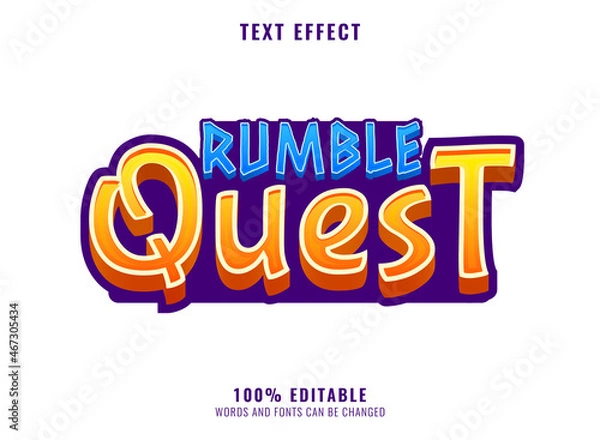 Fototapeta rumble quest funny kids game logo title text effect