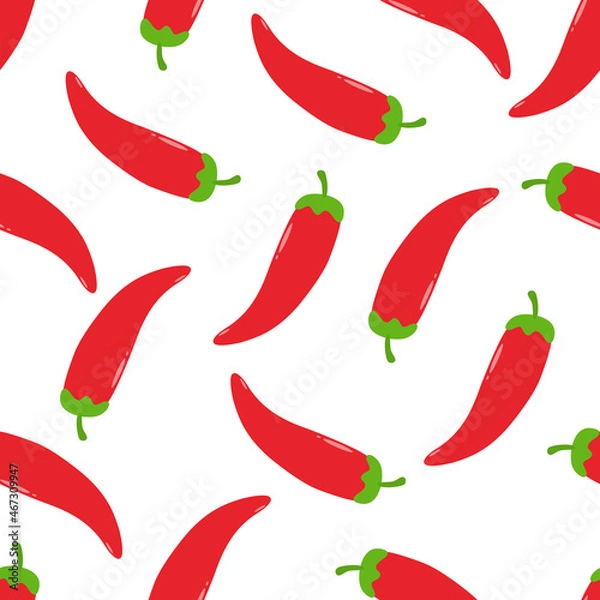 Fototapeta 唐辛子　シームレスパターン　レッド
