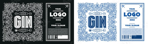 Fototapeta Template decorative label for gin