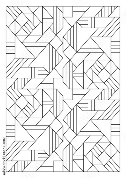 Fototapeta Portrait coloring pages for adults. Abstract illustration. Geometric composition. Black and white patterns. EPS8 file. Coloring-#343