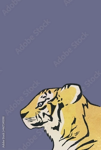 Obraz 寅年 年賀状 はがきテンプレート 虎 