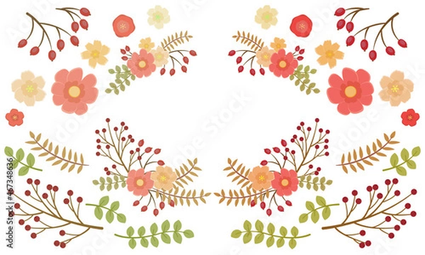 Obraz お花のベクターアイコンセット フレーム