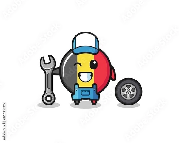 Fototapeta the belgium flag character as a mechanic mascot